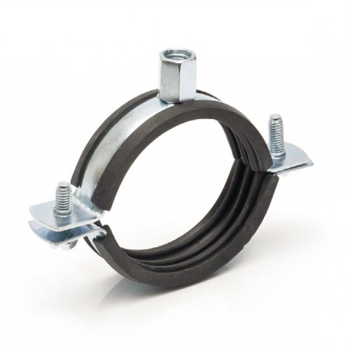 Хомут сантехнический крепежный трубный стальной оцинкованный с резиновой прокладкой Strongman 25х15 мм