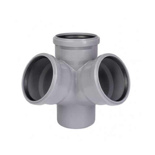 Крестовина PP-H двухплоскостная серая Дн 110-110-50 б/нап в/к VALFEX в Хабаровске