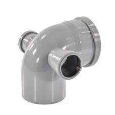 Отвод канализационный PP-H с выходом левый и правый серый Дн 110-50 87гр б/нап в/к VALFEX