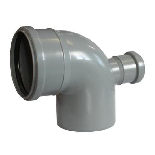 Отвод канализационный PP-H Дн 110-50 87гр с выходом фронтально-тыльный серый б/нап в/к RTP (РосТурПласт) в Хабаровске