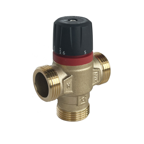 Клапан смесительный латунный термостатический с боковым смешиванием и наружной резьбой для систем ГВС 1,0 МПа RVM Rommer 25 мм 1" в Хабаровске