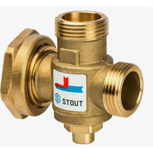 Клапан смесительный латунный термостатический с наружной резьбой для систем отопления 1,0 МПа SVM-0125 STOUT 25 мм 1" в Хабаровске