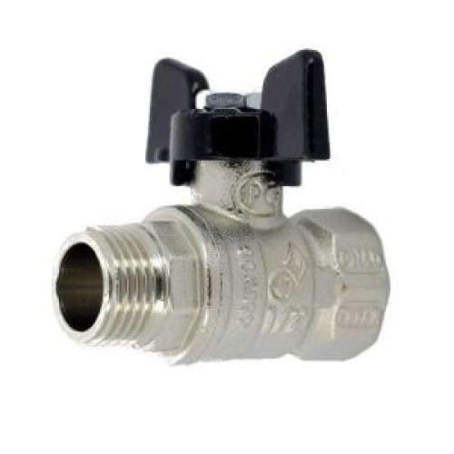 Кран запорный латунный стандартнопроходной с ручкой-бабочкой ВР-НР Ру 40 Bugatti 607 Bugatti 15 мм 1/2" в Хабаровске