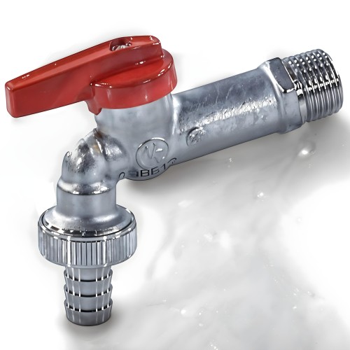 Кран водоразборный латунный стандартнопроходной с ручкой-бабочкой НР-штуцер Ру 10,5 R619 Giacomini 15 мм 1/2" в Хабаровске