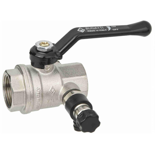 Кран шаровый латунный со спускником полнопроходной с ручкой-рычагом ВР (ВН) Ру 64 Bugatti 330 Bugatti 15 мм 1/2" в Хабаровске
