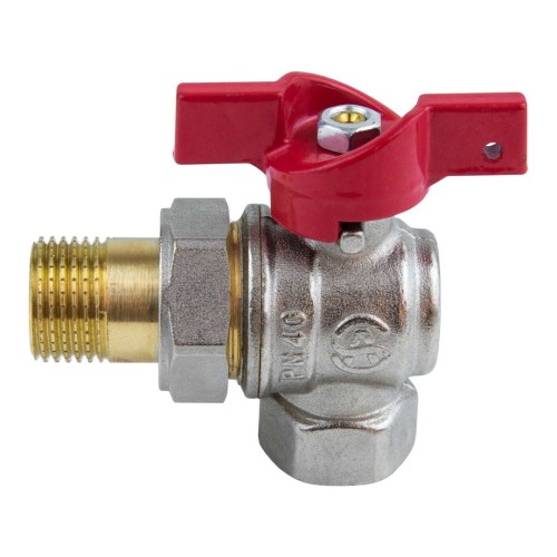 Кран запорный латунный угловой полнопроходной с ручкой-бабочкой ВР-американка Ру 40 Ideal 298 Itap 15 мм 1/2" в Хабаровске