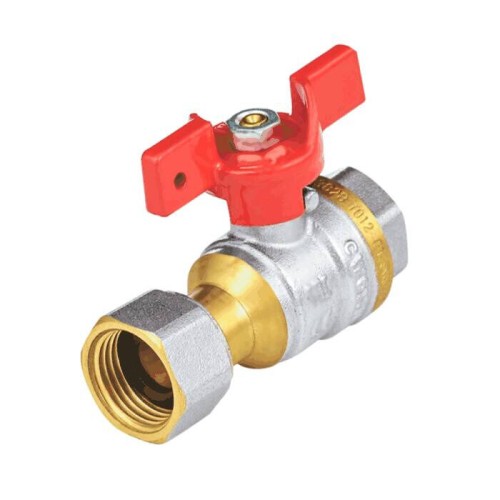 Кран запорный латунный полнопроходной с ручкой-бабочкой ВР-накидная гайка Ру 40 BV.530 MVI 15 мм 1/2" в Хабаровске