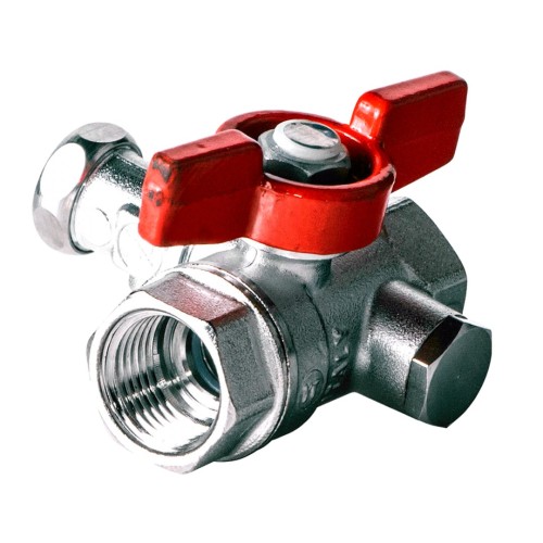 Кран шаровый латунный со спускником стандартнопроходной с ручкой-бабочкой ВР (ВН) Ру 42 R251S Giacomini 15х59 мм 1/2" в Хабаровске