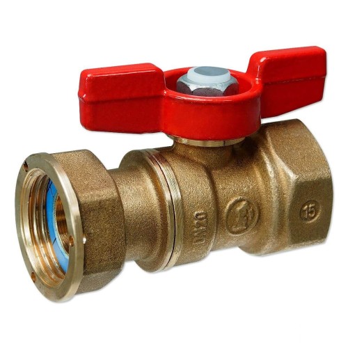 Кран шаровый латунный стандартнопроходной для счетчиков с ручкой-бабочкой НР-накидная гайка Ру 42 R254P Giacomini 15х71 мм 1/2" в Хабаровске