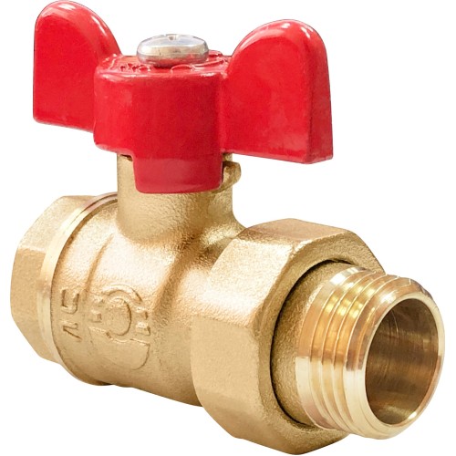 Кран запорный латунный полнопроходной с ручкой-бабочкой ВР-американка Ру 40 BV.520 MVI 15 мм 1/2" в Хабаровске