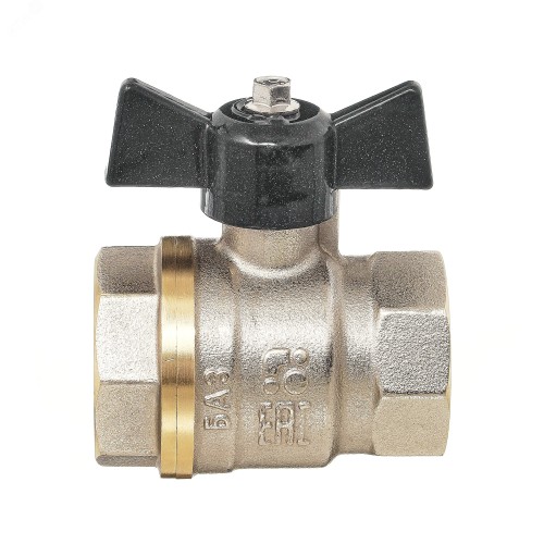 Кран запорный латунный угловой стандартнопроходной с ручкой-бабочкой ВР-накидная гайка Ру 40 Pride LD 15 мм 1/2" в Хабаровске