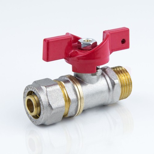 Кран запорный латунный полнопроходной с ручкой-бабочкой ВР-американка Ру 40 BVR-FR Ридан 15 мм 1/2" в Хабаровске