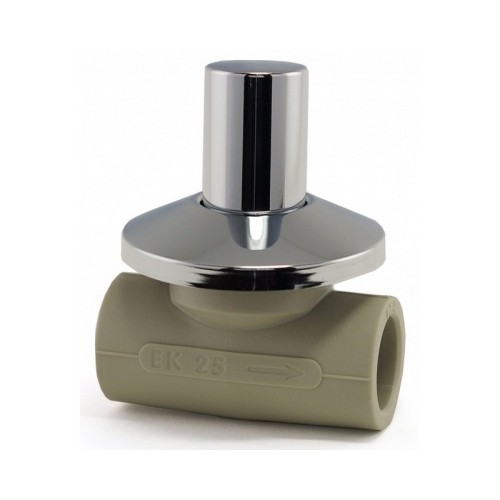 Кран полипропиленовый PP-R запорный прямой стандартнопроходной с внутренней пайкой серый ручка-вентиль Ру 10 Wavin Ekoplastik 25 мм ГОСТ 32415-2013 в Хабаровске