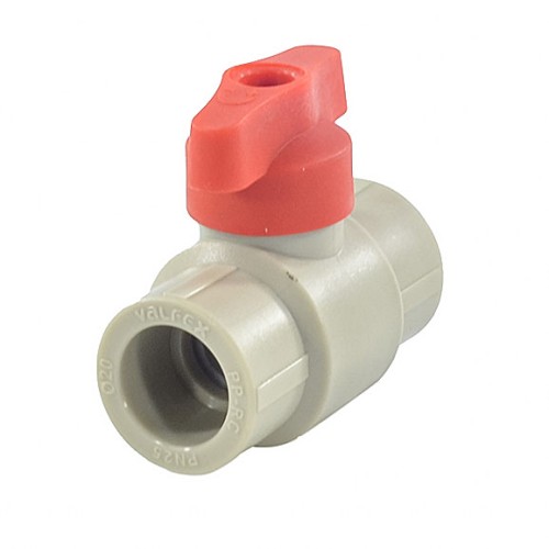 Кран полипропиленовый PP-R запорный прямой стандартнопроходной с внутренней пайкой серый ручка-бабочка Ру 25 VALFEX 25 мм ГОСТ 32415-2013 в Хабаровске