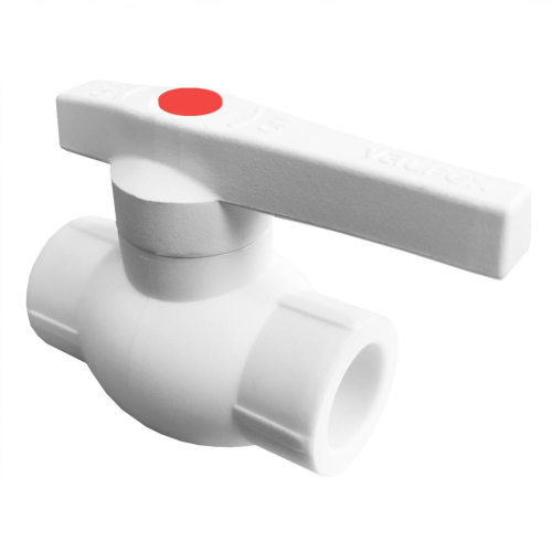 Кран полипропиленовый PP-R запорный прямой стандартнопроходной с внутренней пайкой белый ручка-рычаг Ру 25 Стандарт Pro Aqua 20 мм ГОСТ 32415-2013 в Хабаровске
