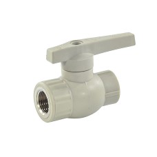 Кран полипропиленовый PP-R запорный прямой стандартнопроходной с внутренней пайкой серый ручка-рычаг Ру 25 Стандарт Pro Aqua 25 мм ГОСТ 32415-2013