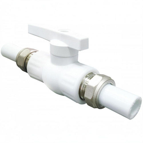 Кран полипропиленовый PP-R запорный прямой полнопроходной с внутренней пайкой белый ручка-рычаг Ру 25 VALFEX 32 мм ГОСТ 32415-2013 в Хабаровске