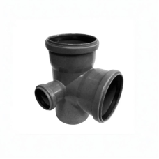 Крестовина НПВХ (ПВХ) двухплоскостная серая Дн 110-110-50 87гр б/нап правая в/к ТУ 6-49-33-92