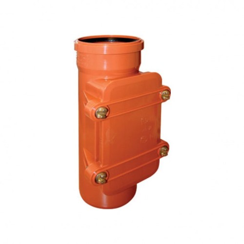 Ревизия НПВХ (ПВХ) с раструбом Дн 110 коричневая безнапорная в комплекте с крышкой Ostendorf KGRE в Хабаровске
