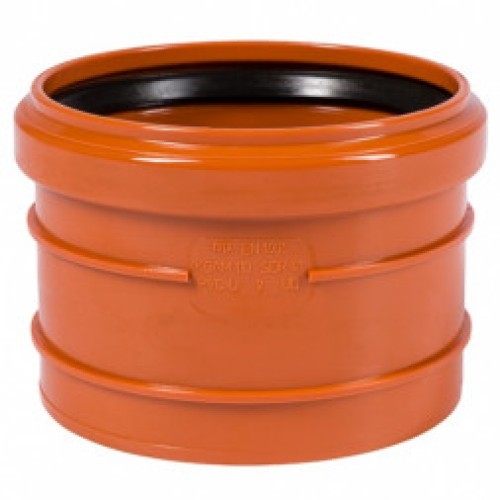 Муфта НПВХ (ПВХ) насадная Дн 200 безнапорная коричневая в/к п/клей Ostendorf KGAM в Хабаровске