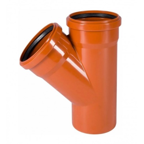 Тройник НПВХ (ПВХ) с раструбом Дн 400-200 45гр коричневый безнапорный в/к Ostendorf KGEA в Хабаровске