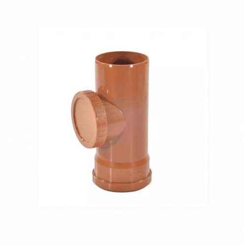 Ревизия НПВХ (ПВХ) коричневая Дн 315 безнапорная в комплекте с крышкой Ostendorf KGRE в Хабаровске