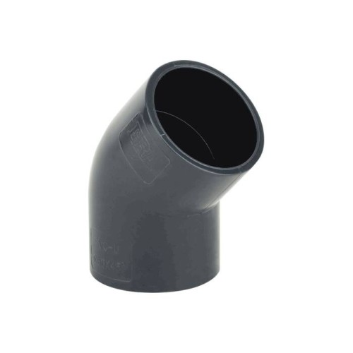 Отвод ПВХ клеевой Дн 90 45гр Ру-16 серый напорный Aquaviva в Хабаровске