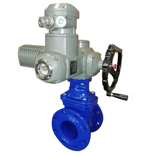 Задвижка чугунная фланцевая с электроприводом AUMA SA14.2 380В и обрезиненным клином KR12 125 мм в Хабаровске