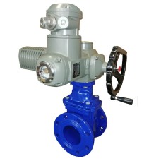 Задвижка чугунная фланцевая с электроприводом AUMA SA07.6 380В и обрезиненным клином KR12 40 мм